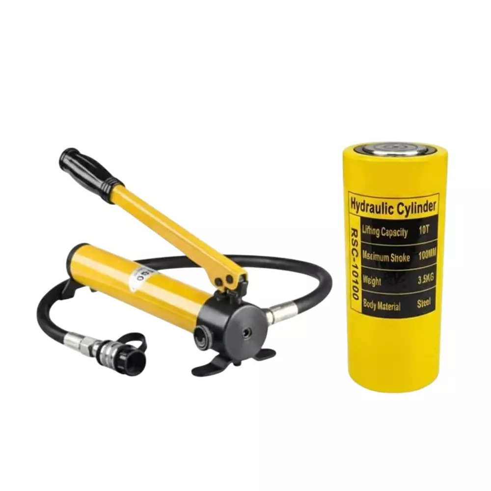 Nutronics Hydraulic Cylinder Jack Kit with Hand Pump Metal 100 mm 10 Ton (10000 Kg) Load Capacity for Industrial Uses, RSC-10100+180