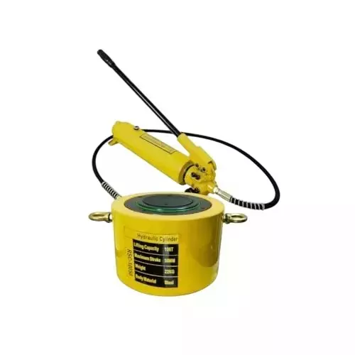 Hartley  Hydraulic Cylinder Jack with Hand Pump Kit 100 Ton (100000 Kg) Load Capacity Alloy Steel  Yellow, RSC-10050+700A