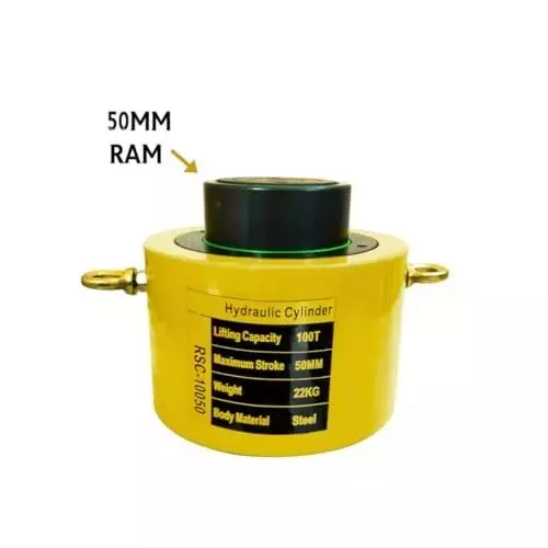 Hartley  Hydraulic Cylinder Jack with Hand Pump Kit 100 Ton (100000 Kg) Load Capacity Alloy Steel  Yellow, RSC-10050+700A