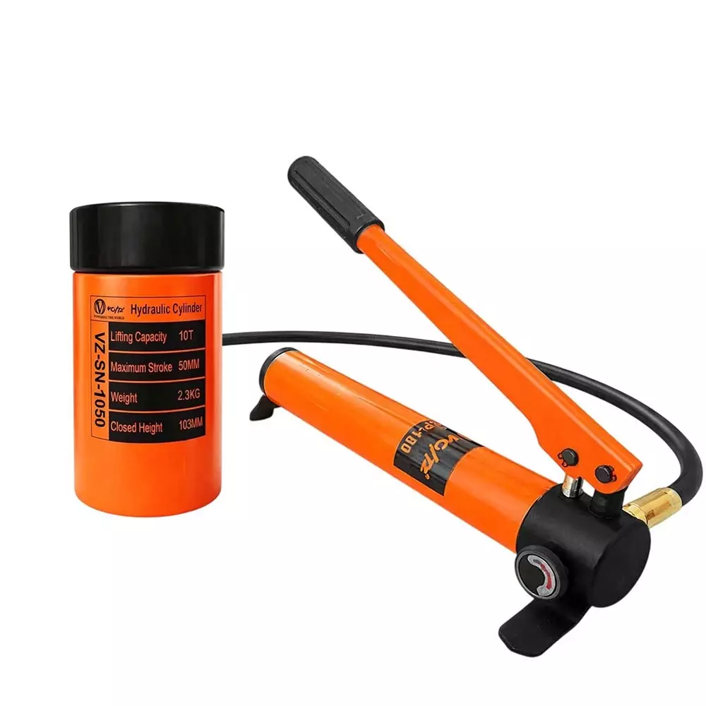Voltz Hydraulic Lifting Jack with CP-180 Hydraulic Pump Single Acting 10 Ton Lifting Capacity and 50 mm Stroke, VZ-SN-1050