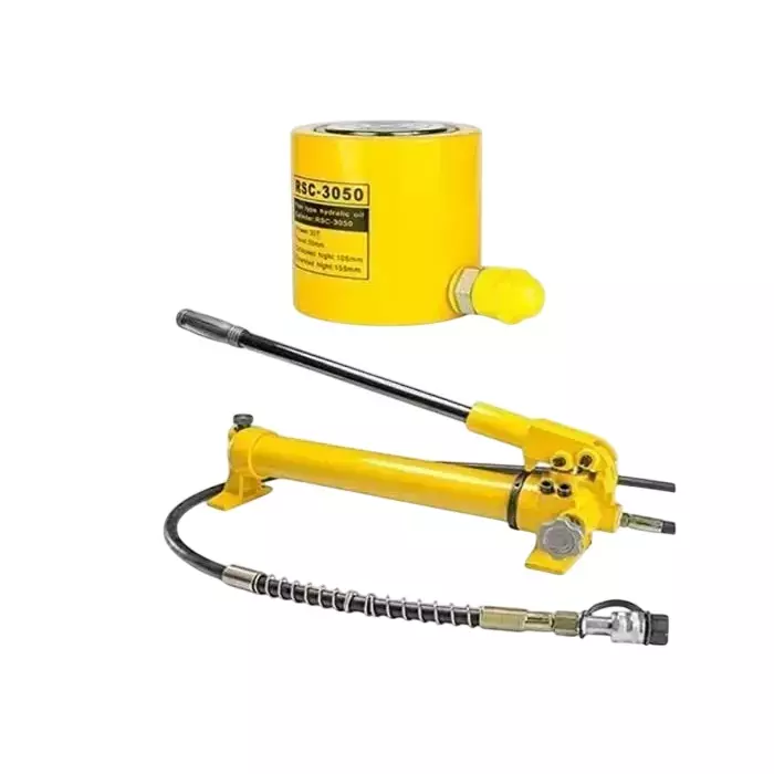 GENERIC Hydraulic Cylinder Jack with Hand Pump Single Acting Kit 30 Ton (30000 Kg) Load Capacity Metal Yellow, RSC-3050+700