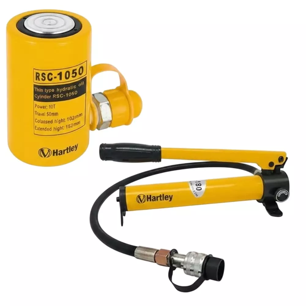 Nutronics Hydraulic Cylinders Solid Jack with Hand Pump Metal 10 Ton (10,000 Kg) Load Capacity for Hydraulic Lifting Cylinders, RSC-1050180