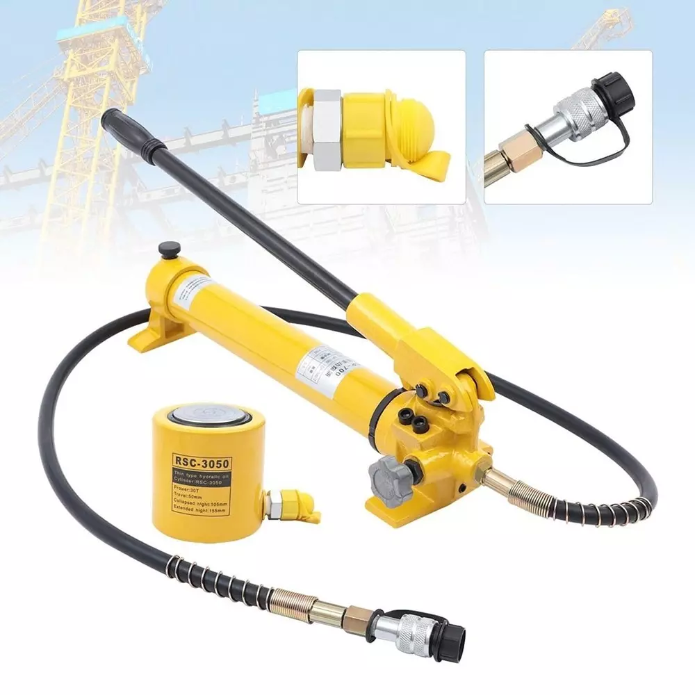 nutronics-hydraulic-cylinder-jack-kit-with-hand-pump-metal-50-mm-yellow-30-ton-30000-kg-load-capacity-for-industrial-use-rsc-3050700