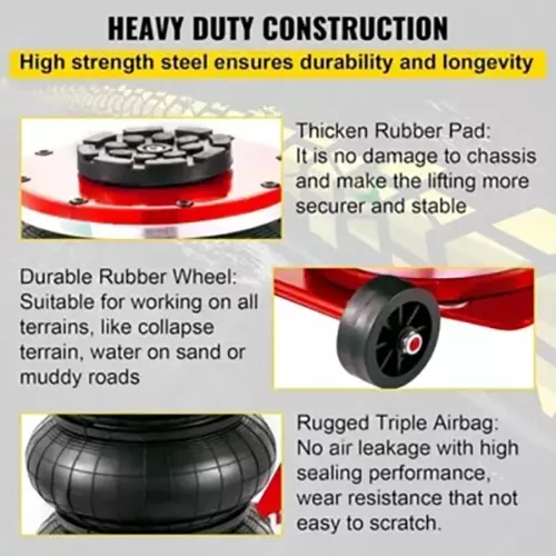 HUKUMS Pneumatic Air Bag Jack Quick Lift 3 Ton Load Capacity 400 mm Maximum Lifting Height with Extension Handle, HTBBJ3