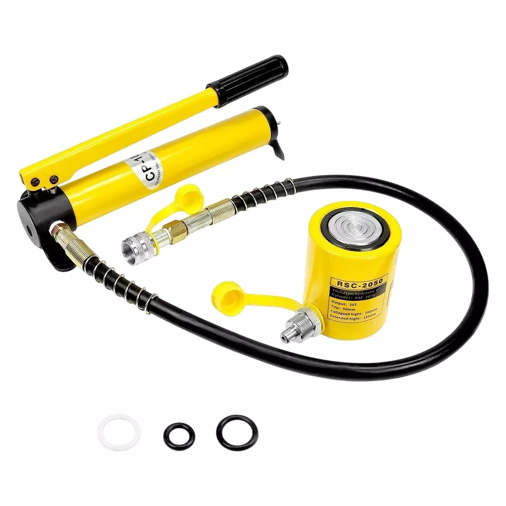 Nutronics Hydraulic Cylinders Solid Jack with Hand Pump Metal 20 Ton (20,000 Kg) Load Capacity for Hydraulic Lifting Cylinders, RSC-2050+180