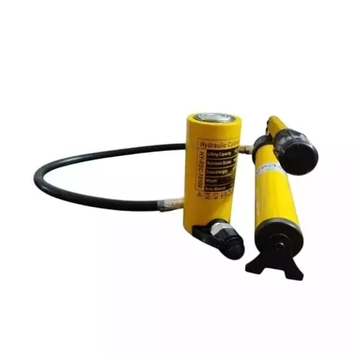 Hartley  Hydraulic Cylinder Jack with Hand Pump Single Acting Kit 10 Ton (10000 Kg) Load Capacity Metal  Yellow, RSC-10100+180