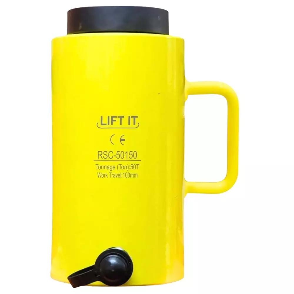 Liftit Hydraulic Single Cylinder Jack with JCP 700B Pump 50 Ton Lifting 150 mm Stroke Length 127 mm Outside Dia., RSC 50150
