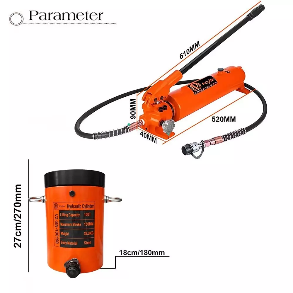 voltz-hydraulic-lifting-jack-with-cp-700a-hydraulic-pump-single-acting-100-ton-lifting-capacity-and-150-mm-stroke-vz-sn-100150