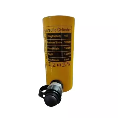 GENERIC Hydraulic Cylinder Jack with Hand Pump Single Acting Kit 10 Ton (10000 Kg) Load Capacity Metal Yellow, RSC-10100+180