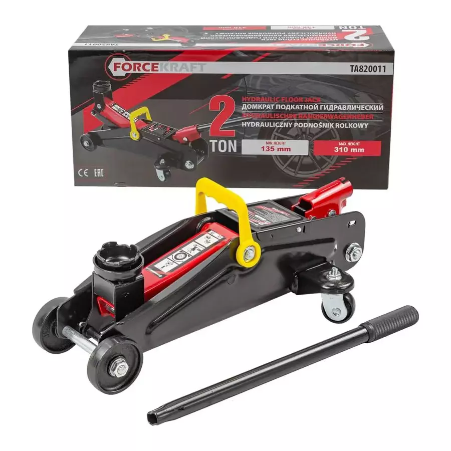 FORCEKRAFT Hydraulic Trolley Jack 2 Ton (2000 Kg) Load Capacity Blue & Black Alloy & Chrome Vanadium Steel for Industrial Use