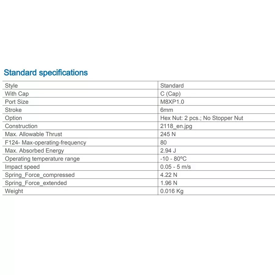SMC RB 8x6 mm Shock Absorber with Cap, RBC0806