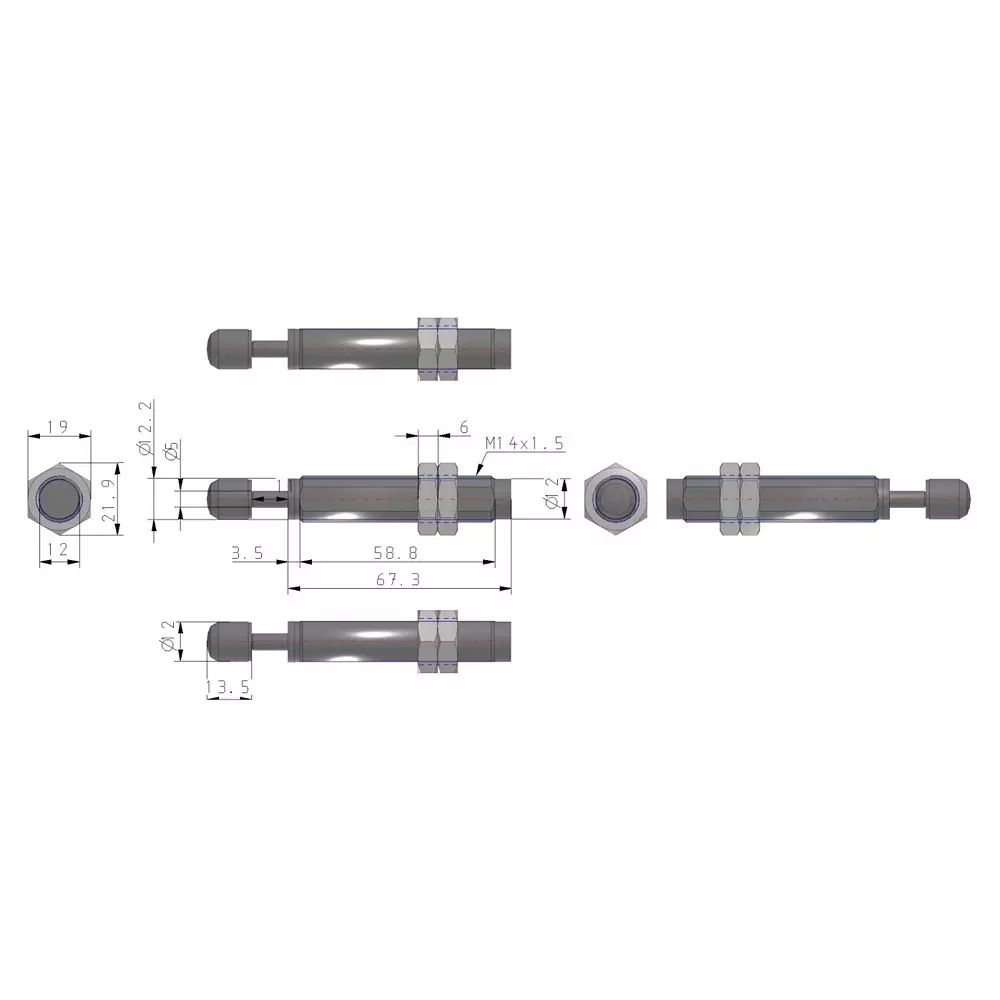 SMC RB 14x11 mm Shock Absorber with Cap, RBC1411