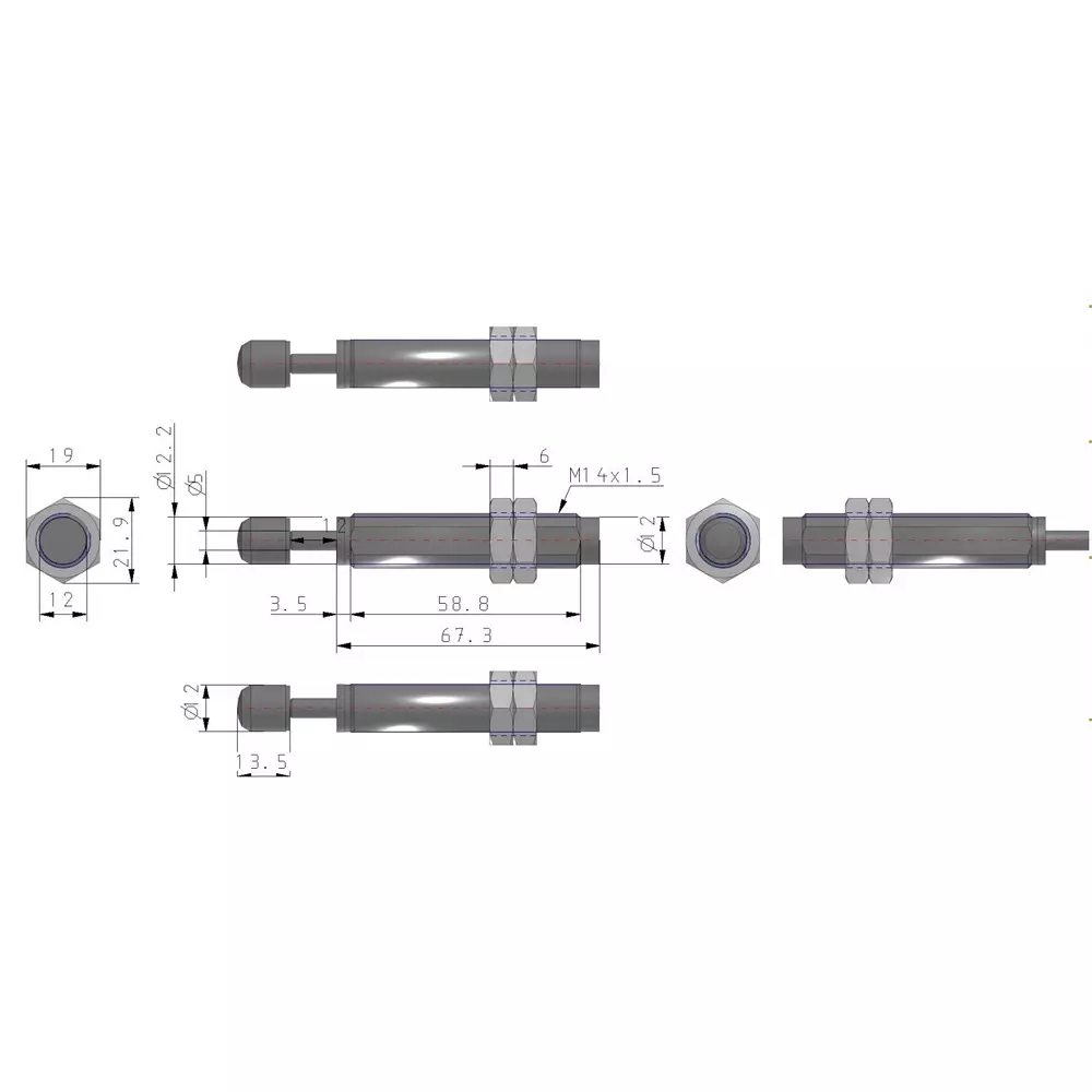 SMC RB 14x12 mm Shock Absorber with Cap, RBC1412