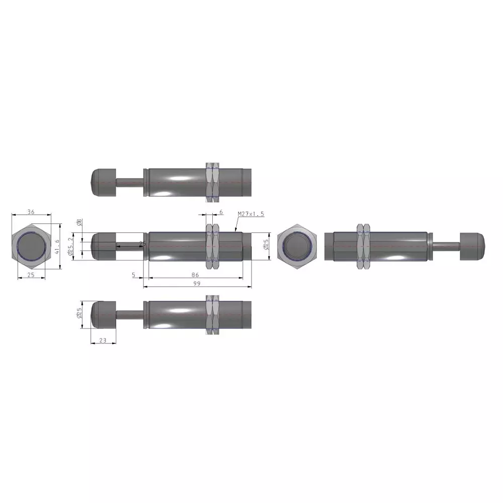 SMC RB 27x25 mm Shock Absorber with Cap, RBC2725
