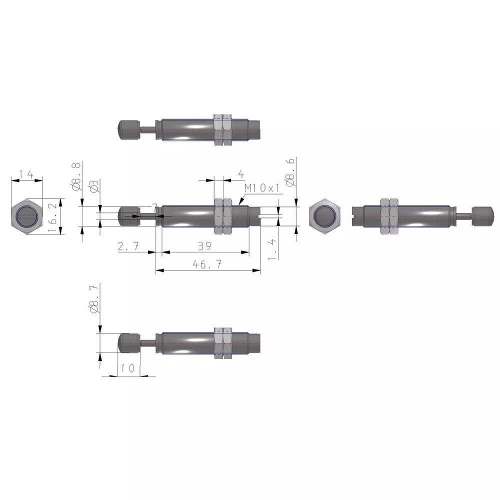 SMC RB 10x7 mm Shock Absorber with Cap, RBC1007
