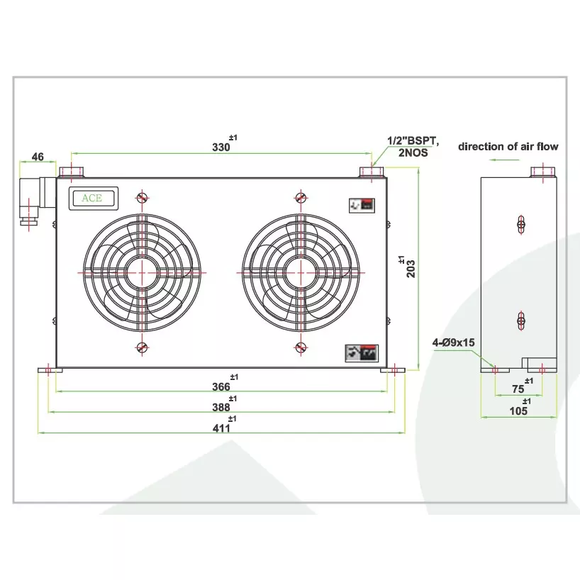 coolace-air-cooled-oil-cooler-1-20-lpm-oil-flow-range-24-v-dc-supply-voltage-and-6-inch-150-mm-fan-size-aw-0608l