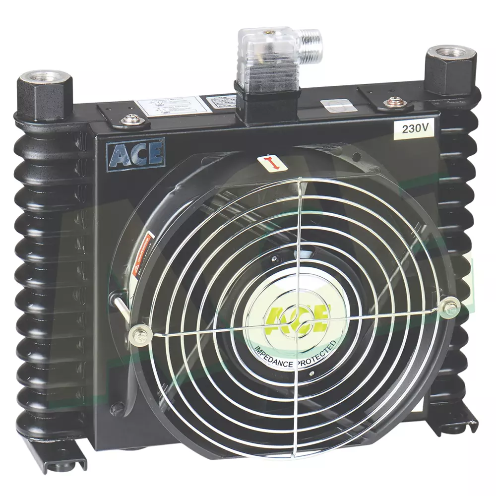 COOLACE Air Cooled Oil Cooler 1 Pole 150 mm (6 inch) Size 1-10 LPM Flow 12 VDC, AL 608