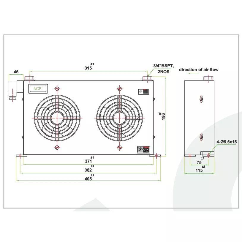 coolace-air-cooled-oil-cooler-3-60-lpm-oil-flow-range-12-v-dc-supply-voltage-and-6-inch-150-mm-fan-size-ah-0608l