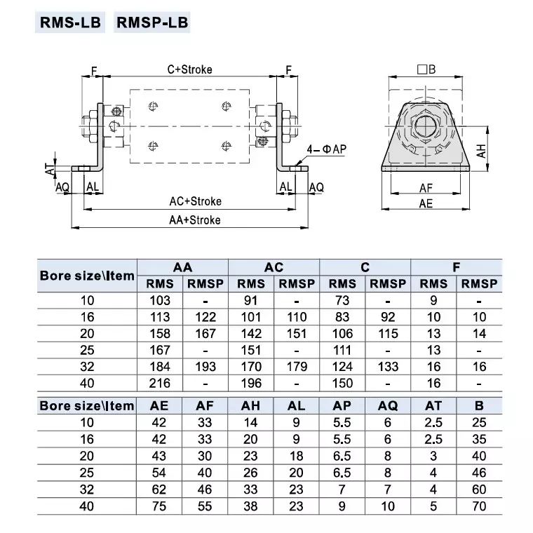 airtac-lb-type-mounting-accessory-silver-color-metal-body-for-32-mm-bore-diameter-rms-series-magnetic-rodless-cylinder