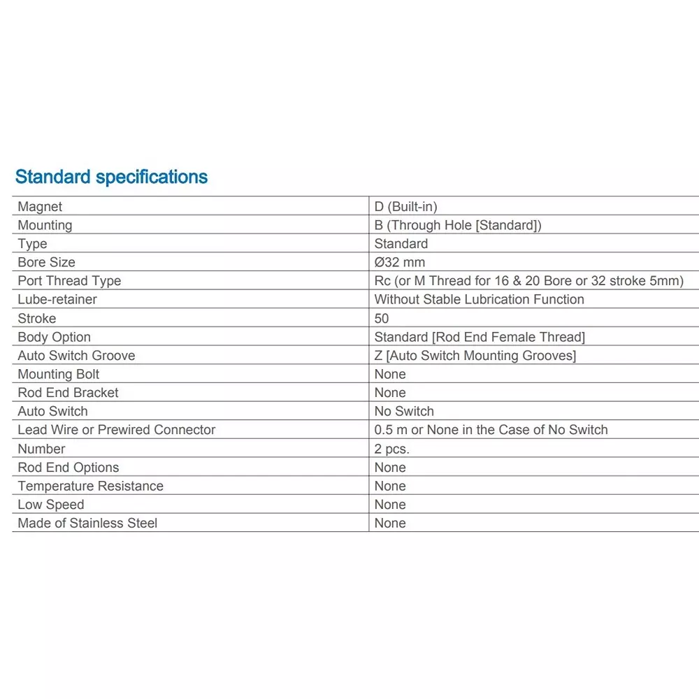 SMC Rc/M 32 mm Bore Size 50 mm Stroke Compact Cylinder, CDQ2B32-50DZ