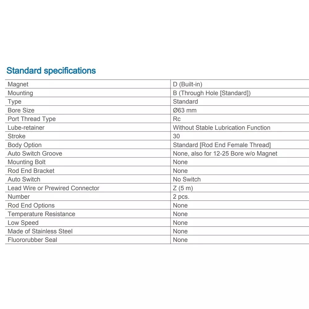 SMC Rc/M 63 mm Bore Size 30 mm Stroke Compact Cylinder, CDQ2B63-30DZ