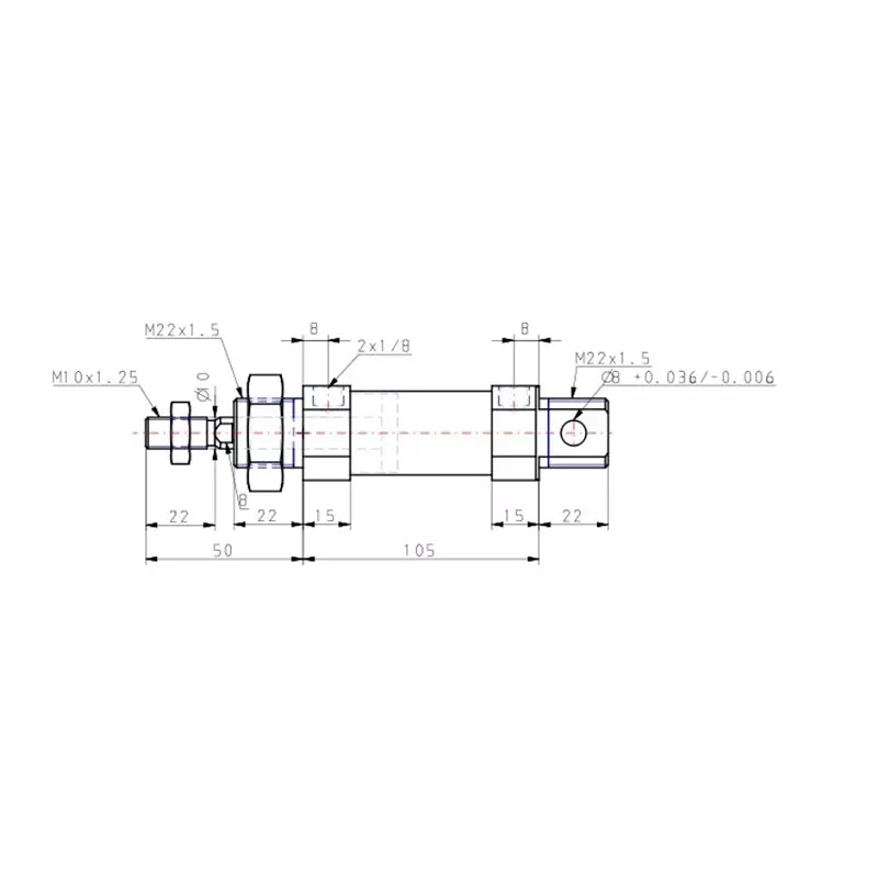 SMC 25 mm Bore 40 mm Stroke Auto Switching Round ISO Cylinder, CD85N25-40-B