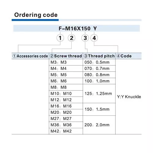 Airtac Stainless Steel Y Knuckle Joint For Cylinder, F-M14X1.5-Y