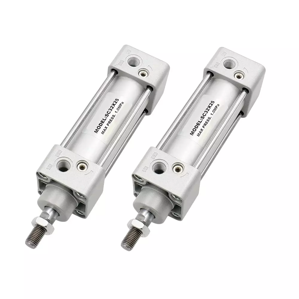 Invento Pneumatic Air Cylinder Double Acting Single Rod 32 mm Bore & 25 mm Stroke Size 1.0 MPa/145 PSI MAx. Pressure, SC 32 X 25 (Pack of 2 Pcs)