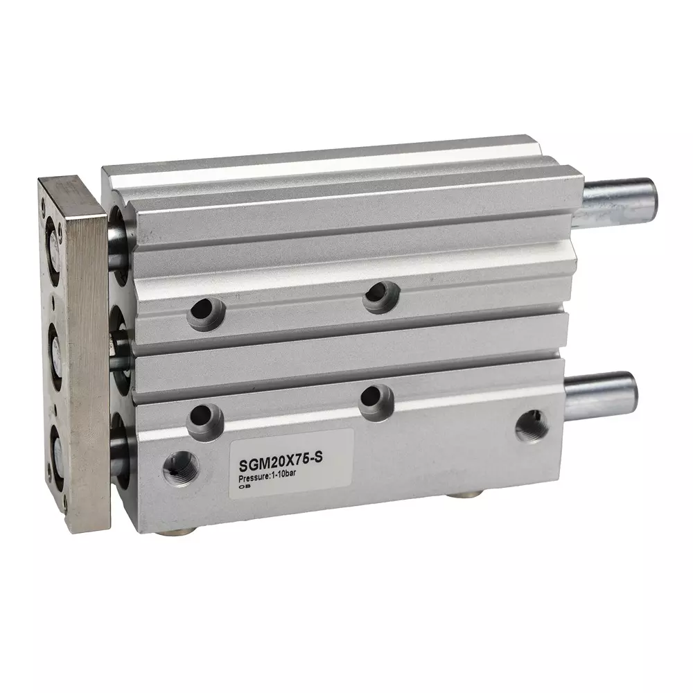 RS PRO Pneumatic Guided Cylinder 75 mm Stroke 10 bar Double Action G 1/8 Connection, 180289
