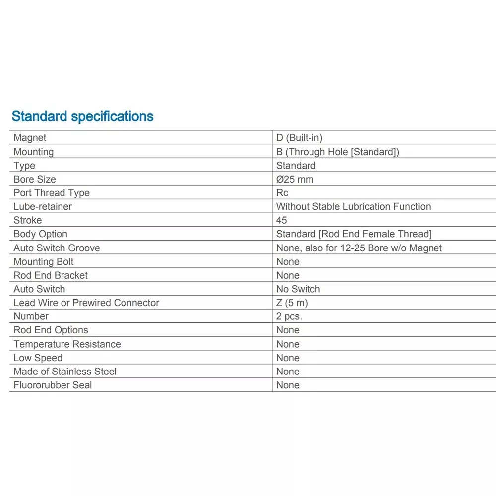 SMC Rc/M 25 mm Bore Size 45 mm Stroke Compact Cylinder, CDQ2B25-45DZ