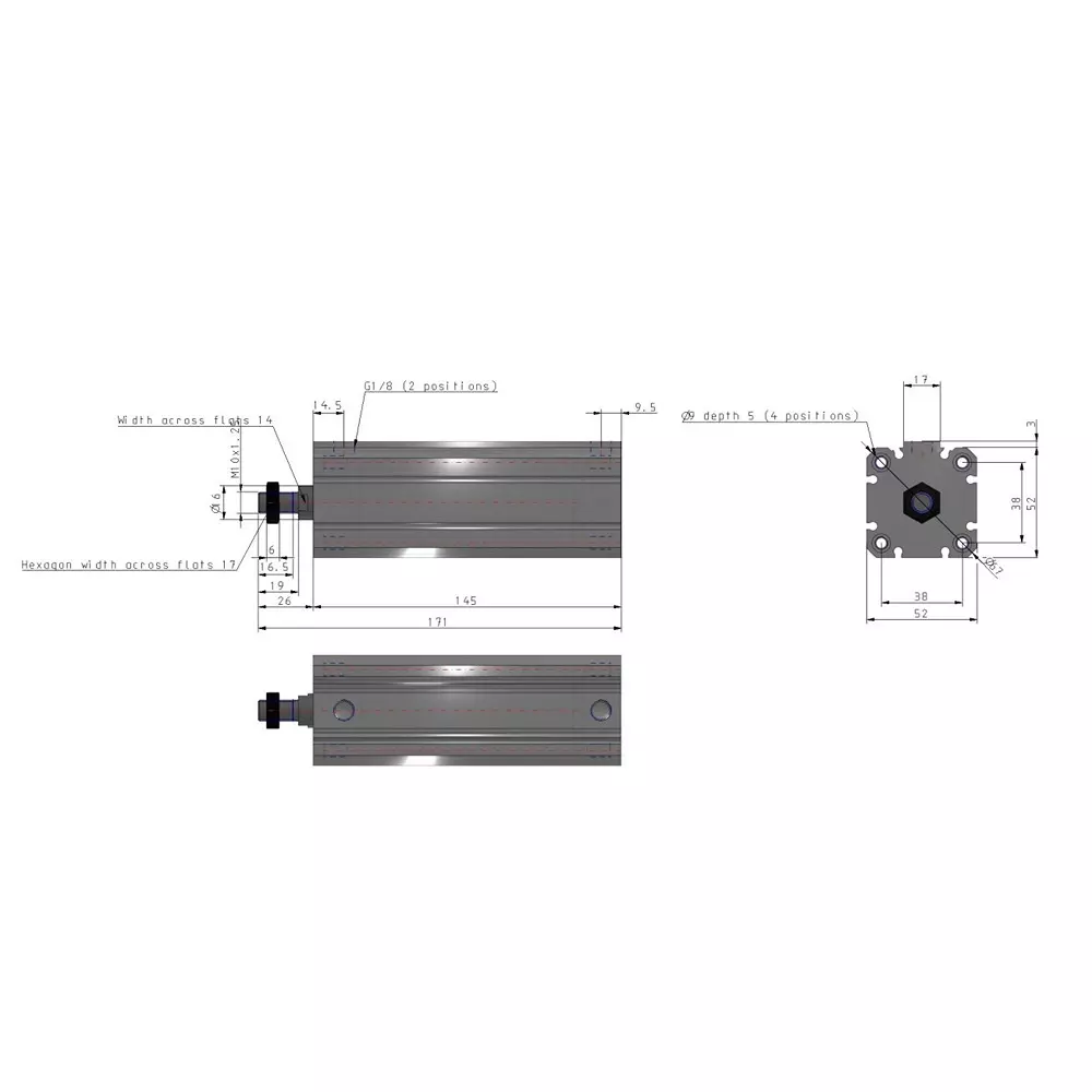 SMC 40 mm Bore Size 100 mm Stroke Auto Switching Compact ISO Cylinder, CD55B40-100M