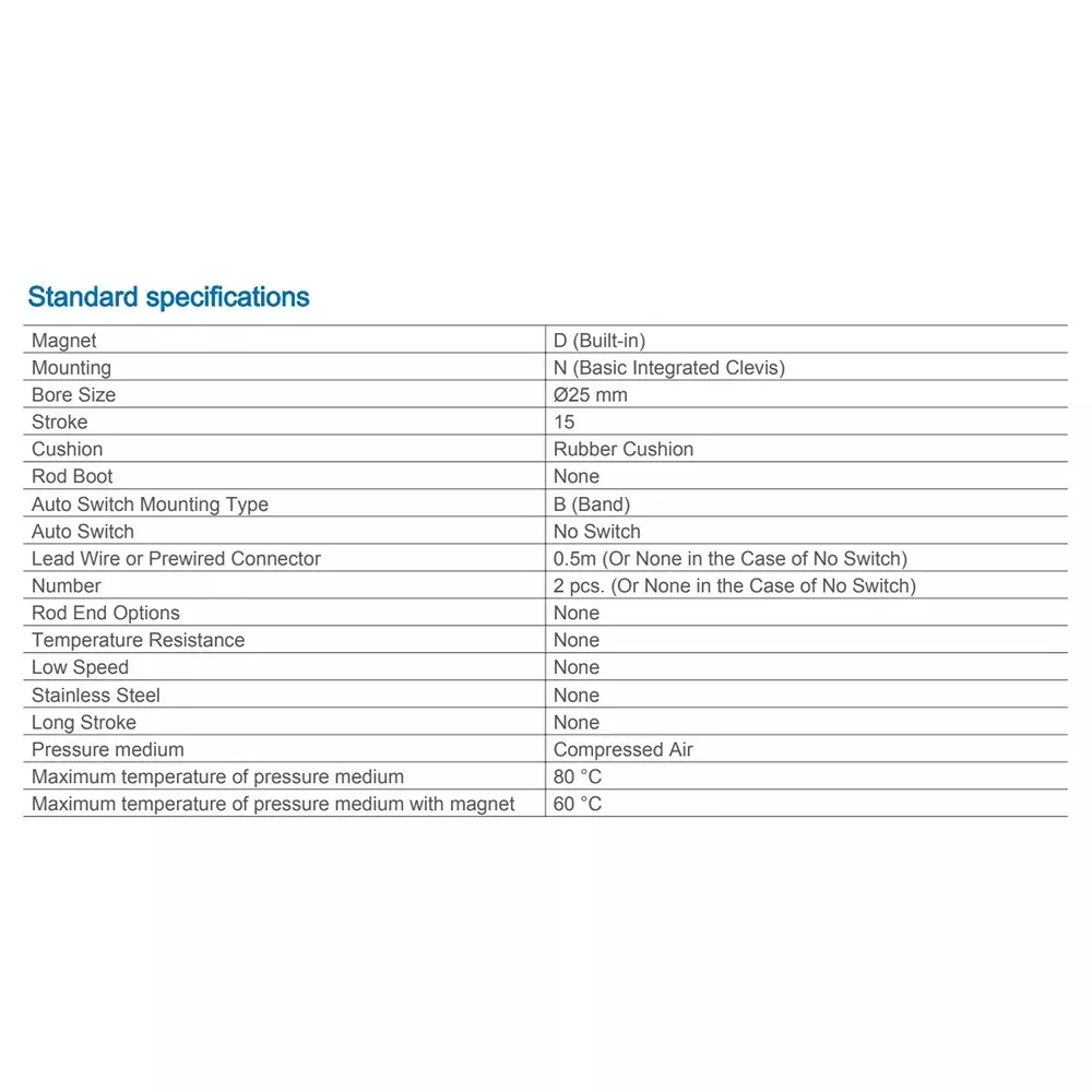 SMC C85 25 mm Double Acting Air Cylinder, CD85N25-15-B