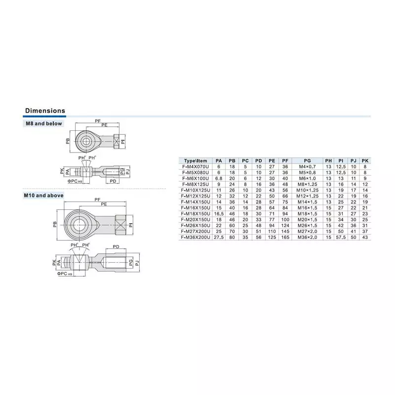 Airtac Stainless Steel Universal Joint For Cylinder, F-M4X0.7-U