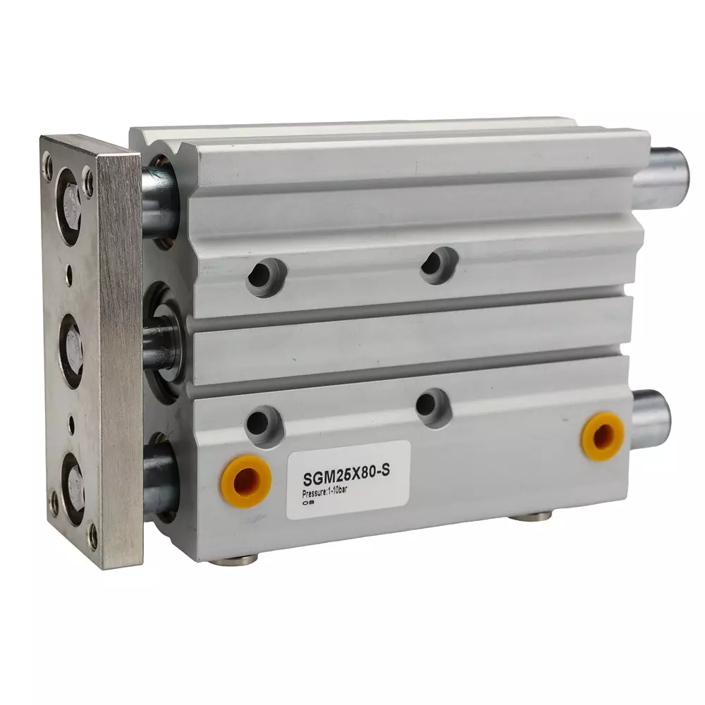 RS PRO Pneumatic Guided Cylinder 80 mm Stroke 10 bar Double Action M5 Connection, 180344