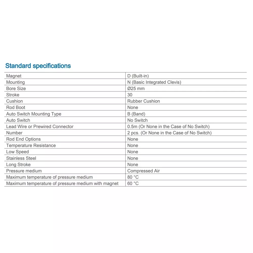 SMC C85 25 mm Double Acting Air Cylinder, CD85N25-30-B