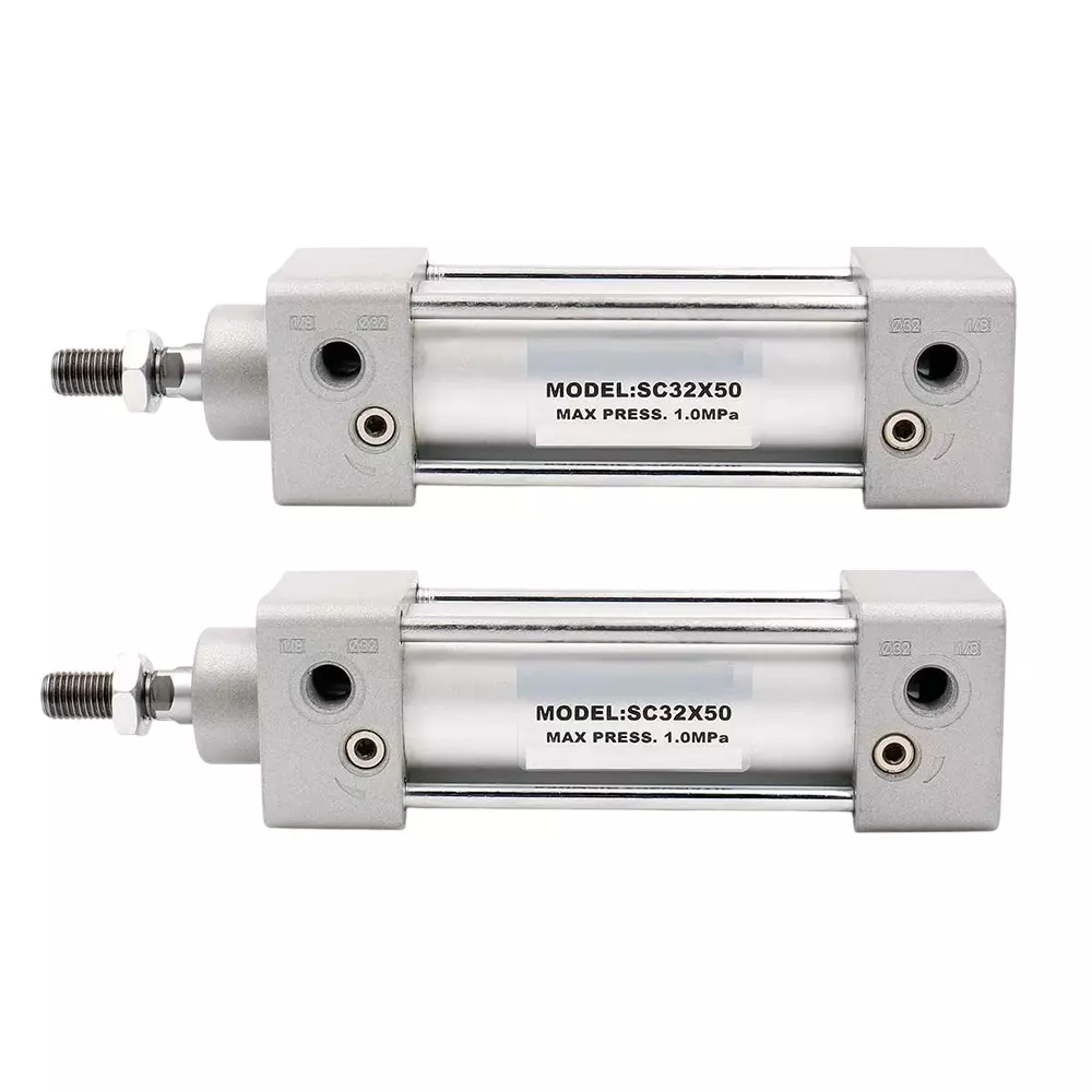 Invento Pneumatic Air Cylinder Double Acting Single Rod 32 mm Bore & 50 mm Stoke Size 1.0 MPa/145 PSI MAx. Pressure, SC 32 X 50 (Pack of 2 Pcs)