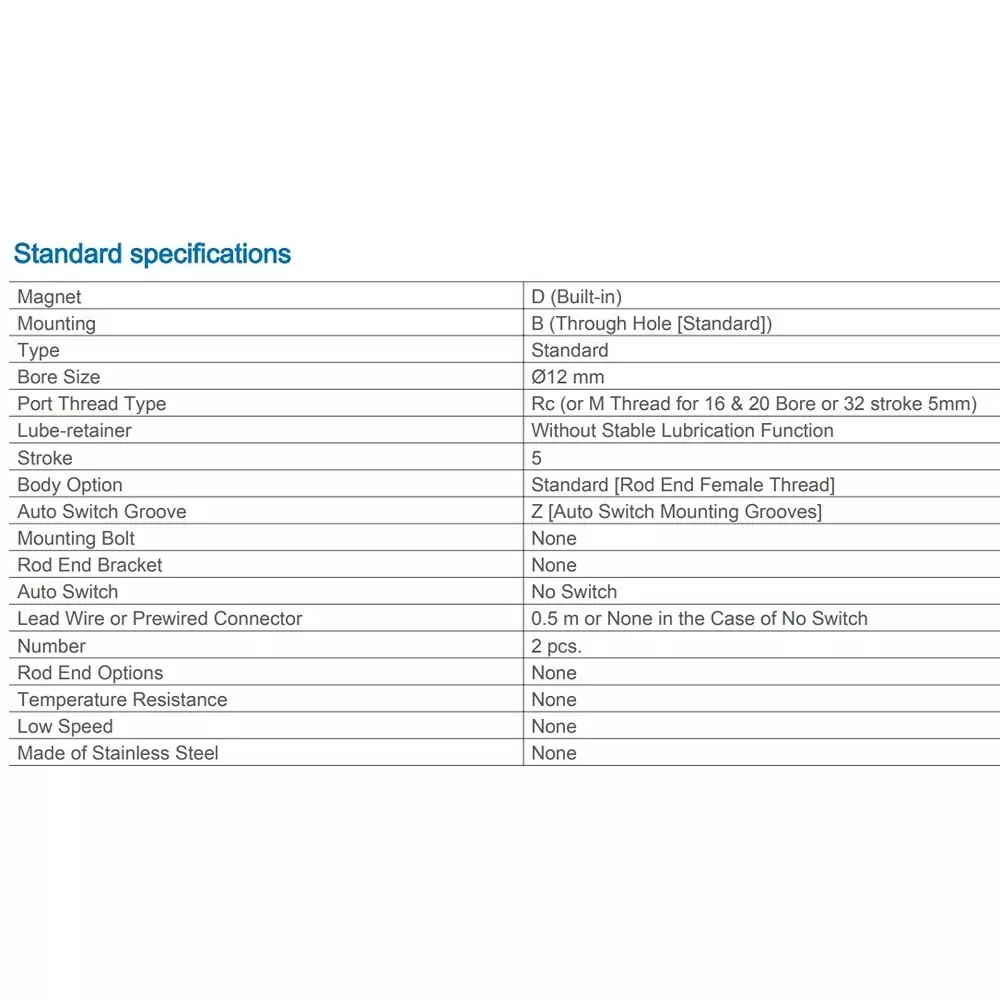 SMC Rc/M 12 mm Bore Size 5 mm Stroke Compact Cylinder, CDQ2B12-5DZ
