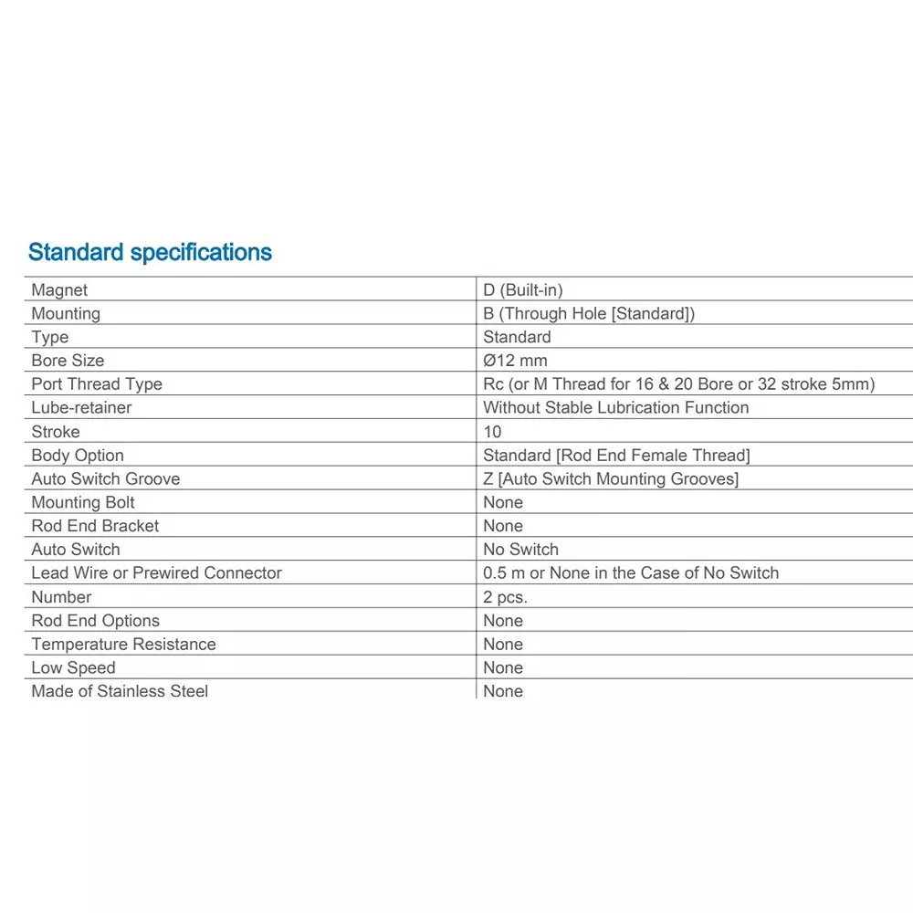 SMC Rc/M 12 mm Bore Size 10 mm Stroke Compact Cylinder, CDQ2B12-10DZ