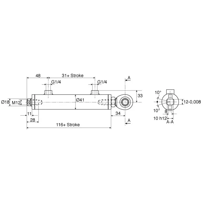 Bosch Rexroth Fixed Hydraulic Cylinder 100 mm Stroke, 2952993400