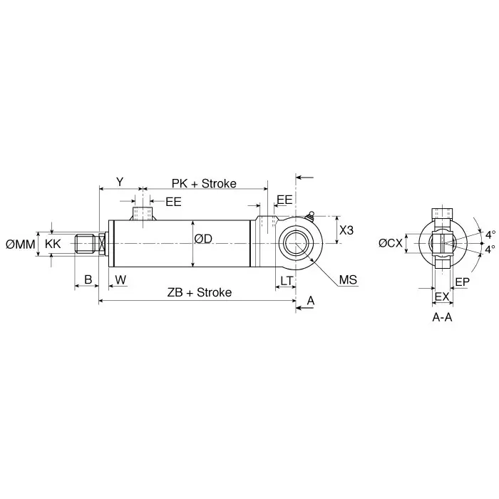 Bosch Rexroth Fixed Hydraulic Cylinder 100 mm Stroke, R987155261