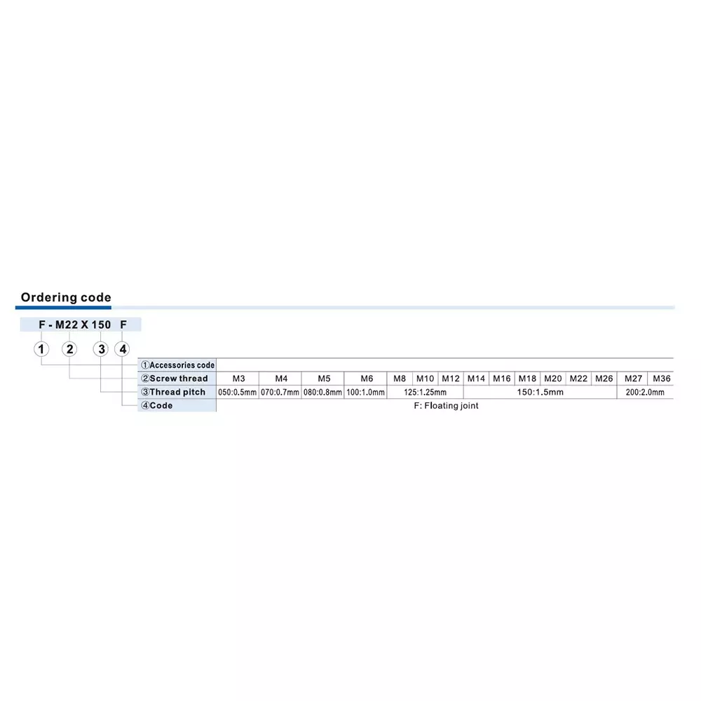 Airtac Stainless Steel Floating Joint For Cylinder, F-M6X100-F