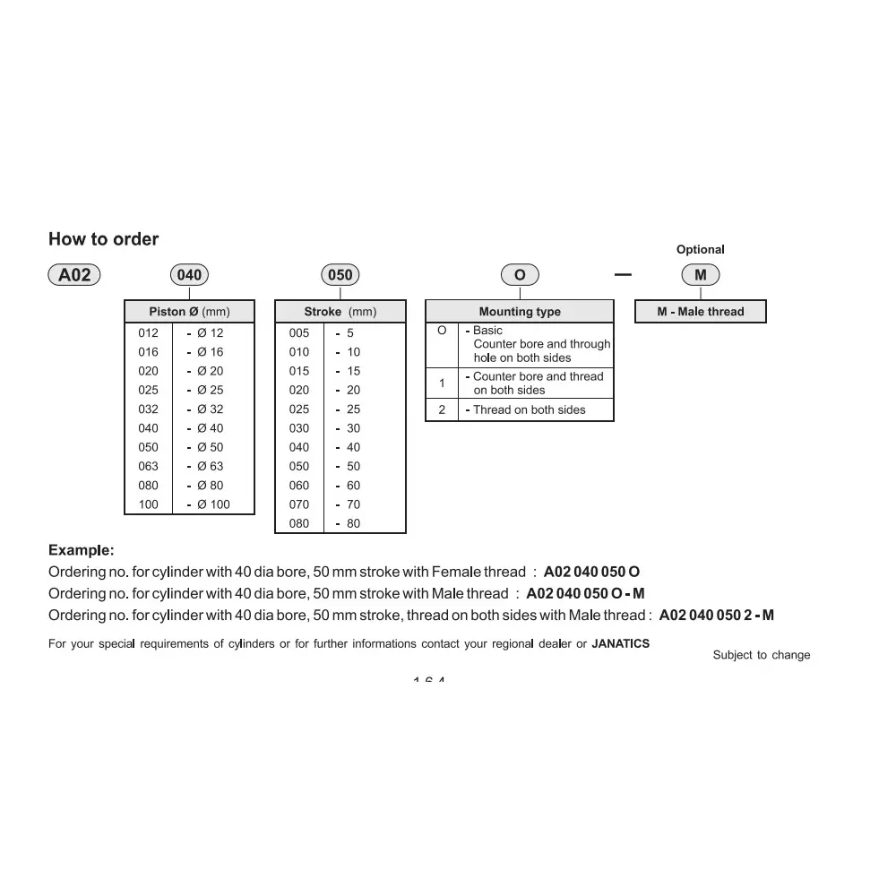 Janatics 12 x25 mm Double Acting Compact Cylinder Basic, A020120250-M