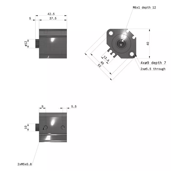 SMC Rc/M 25 mm Bore Size 5 mm Stroke Compact Cylinder, CDQ2B25-5DZ