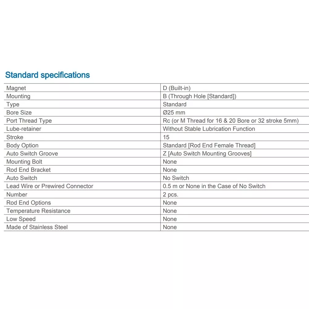 SMC Rc/M 25 mm Bore Size 15 mm Stroke Compact Cylinder, CDQ2B25-15DZ