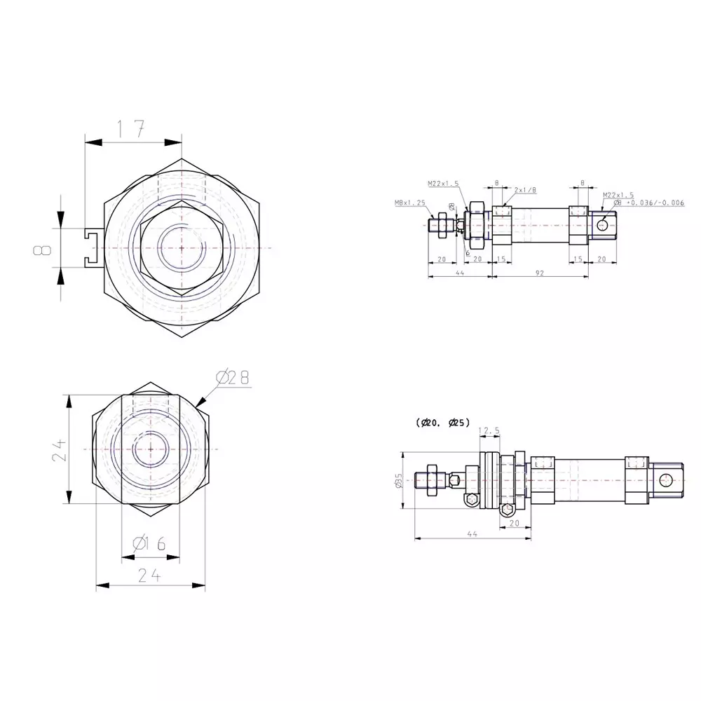 SMC C85 20 mm Double Acting Air Cylinder, CD85N20-30-B