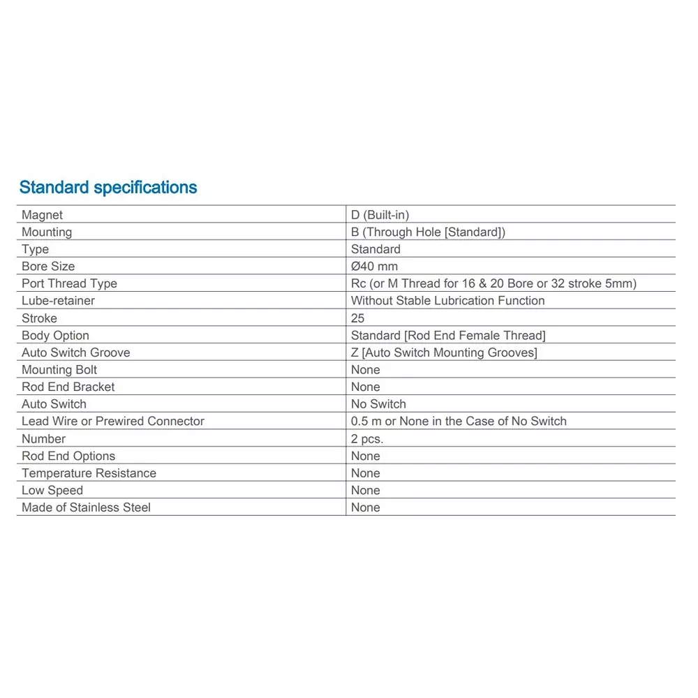 SMC CDQ2B40-25DZ (Stroke 25 mm) Pneumatic Compact Air Cylinder with Magnet