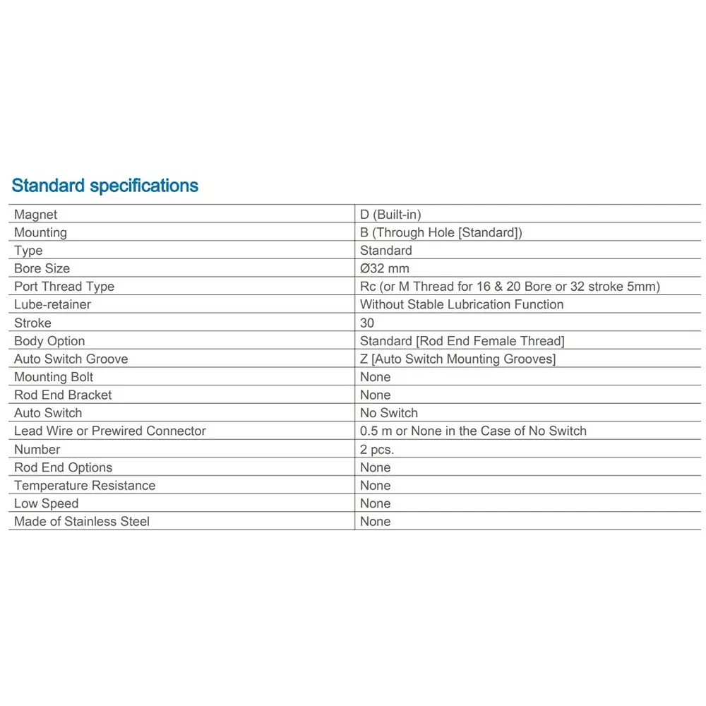 SMC CDQ2B32-30DZ (Stroke 30 mm) Pneumatic Compact Air Cylinder with Magnet