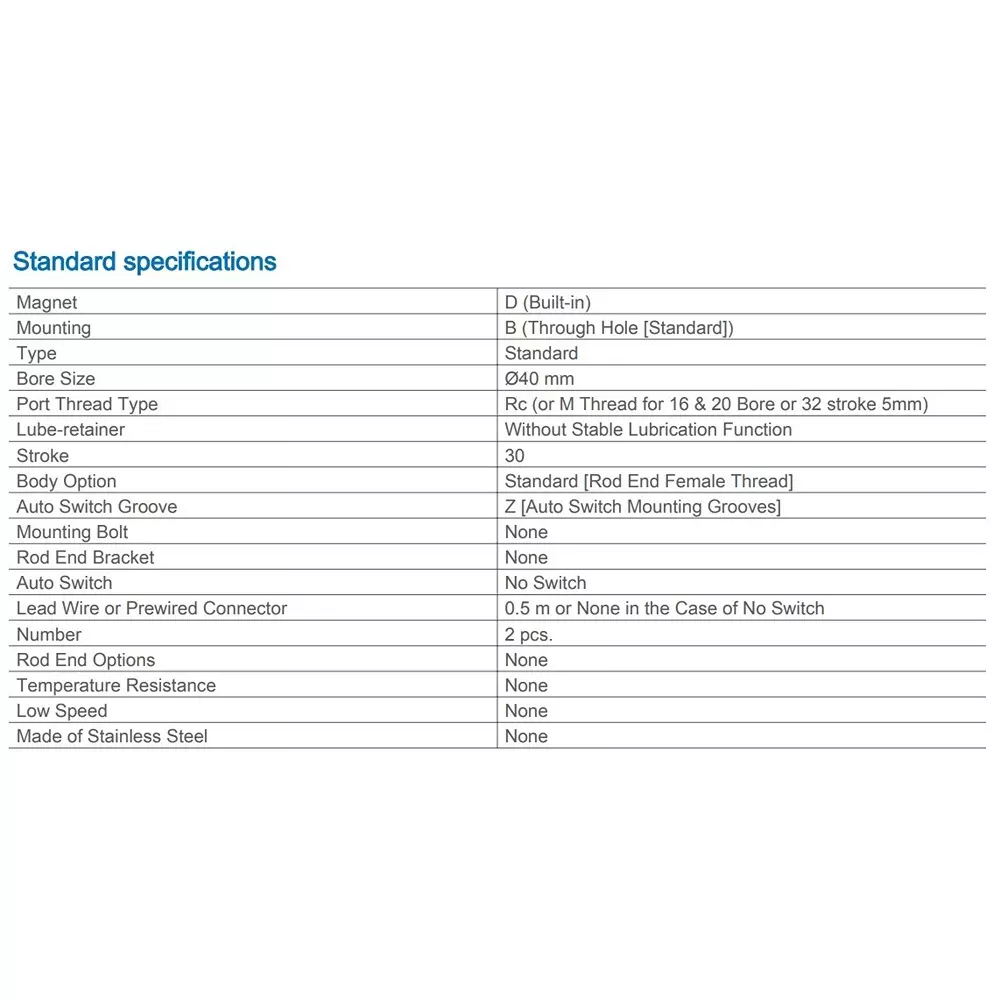 SMC CDQ2B40-30DZ (Stroke 30 mm) Pneumatic Compact Air Cylinder with Magnet