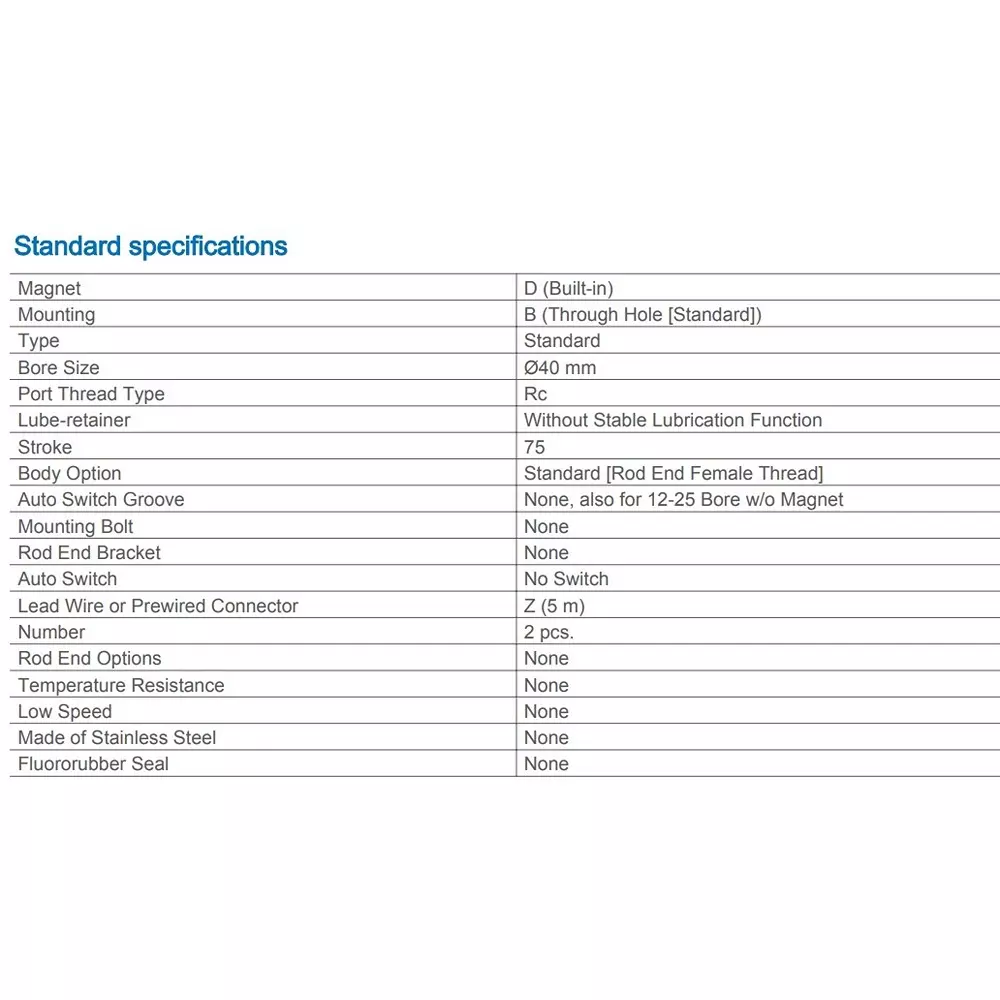SMC CDQ2B40-75DZ (Stroke 75 mm) Pneumatic Compact Air Cylinder with Magnet