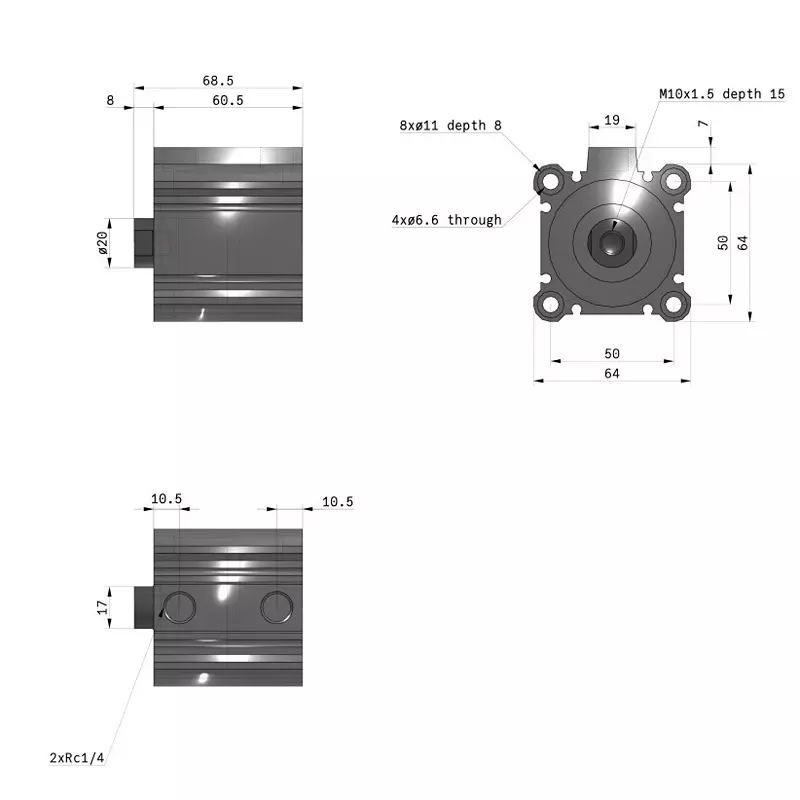 SMC CDQ2B50-20DZ (Stroke 20 mm) Pneumatic Compact Air Cylinder with Magnet